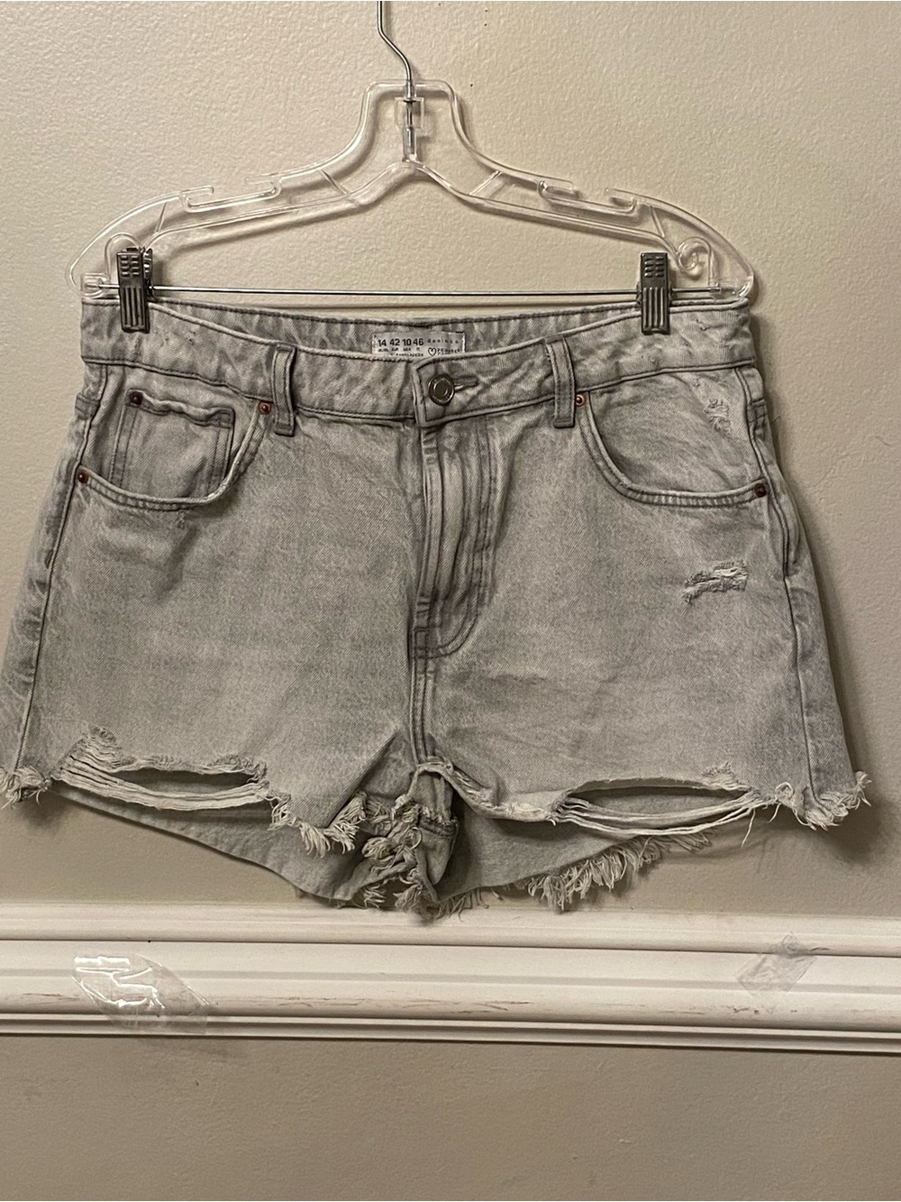 Primark Light Gray Distressed Denim Shorts